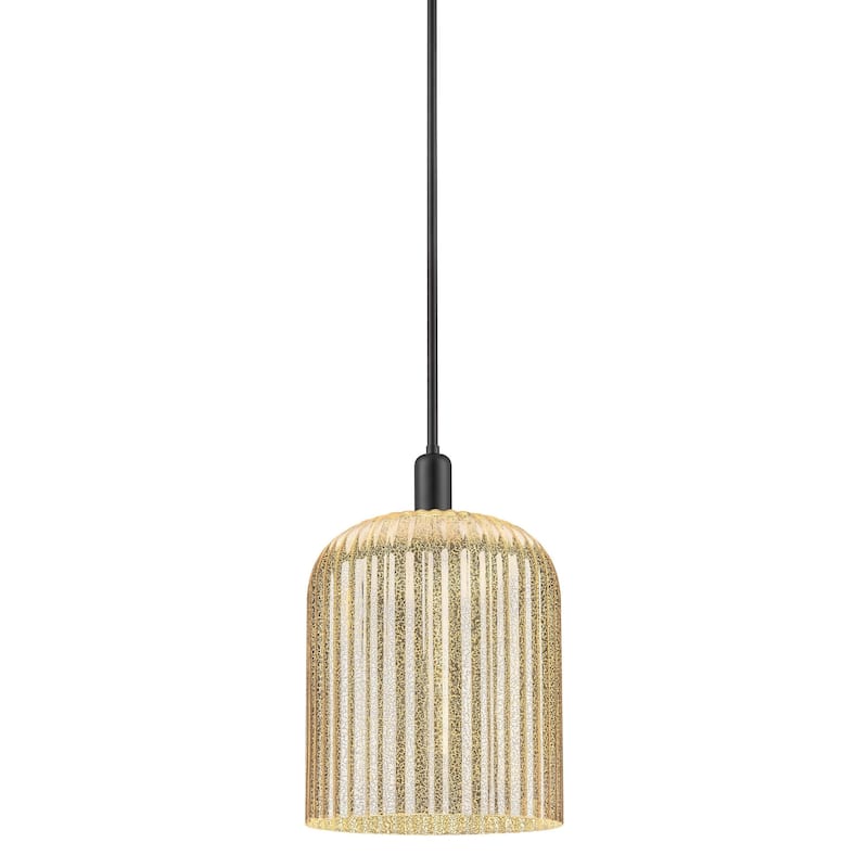 Innovations Lighting 716-1S-18-12 Bridal Veil Pendant Bridal Veil 12" - Matte Black / Mercury