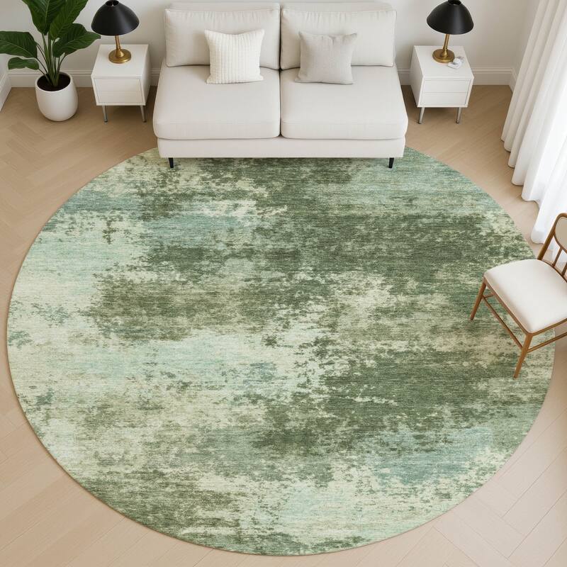 Premium Washable Super Soft Abstract Casual Mayfield Rug - Aloe - 8' x 8'