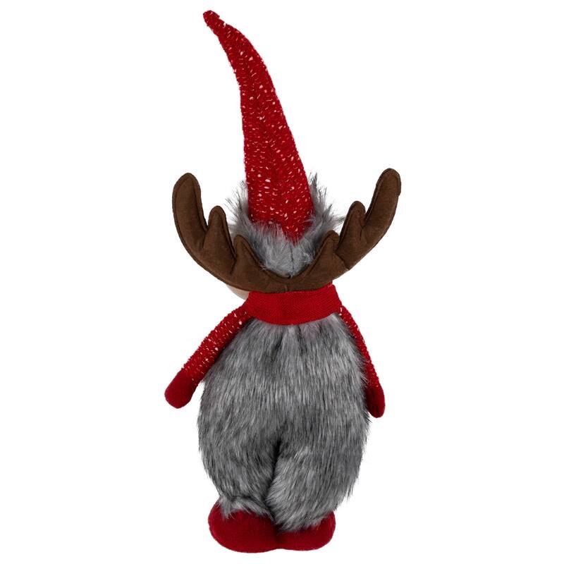 Standing Plush Moose Christmas Figure - 20" - Gray and Red