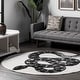 preview thumbnail 1 of 29, Nuloom Leopold Serpent Area Rug 6' Round - Black & Off-White - Round