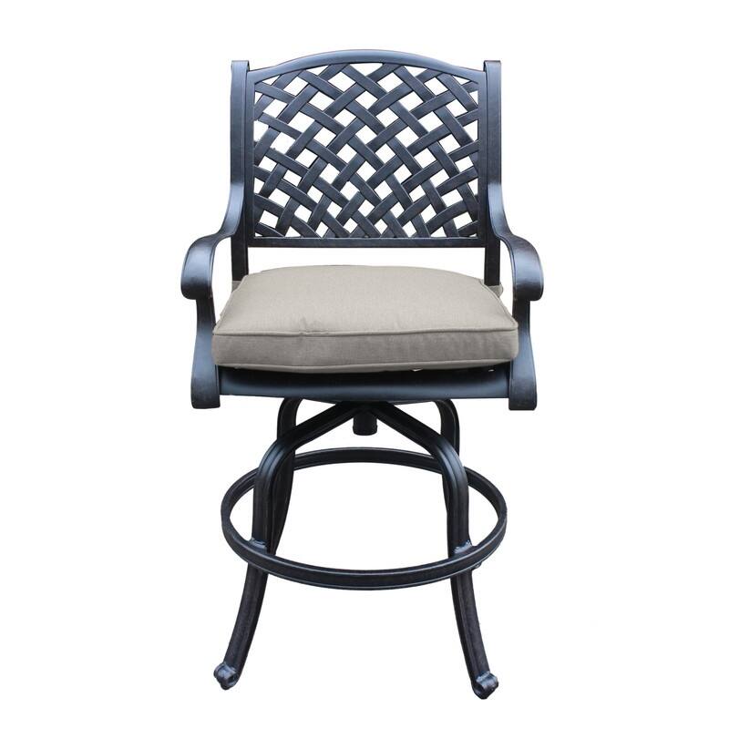 Cast Aluminum Counter Stool With Cushion, Set of 2