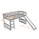 preview thumbnail 6 of 16, Modern Twin Size Solid Pine Wood Loft Bed with Full Length Guardrail, Built-in Ladder and Slide
