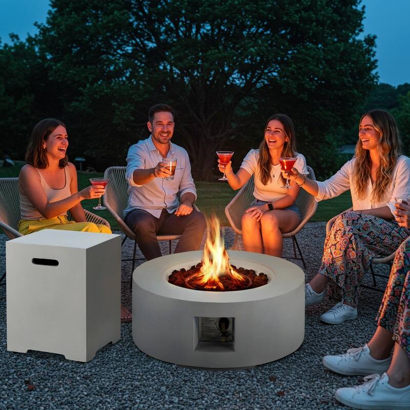 Outdoor Propane Fire Pit Table with Tank Storage and Weather-Resistant Cover