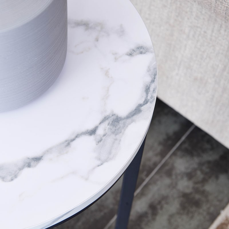 Modern Side Table with Faux Marble MDF Top
