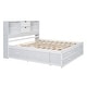 preview thumbnail 8 of 12, White King Size Platform Storage Bed Frame with Bookcase Headboard & 8 Drawers, Storage Compartments for Teens Adults