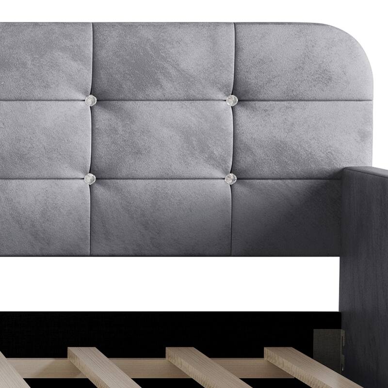 Clayfell Elyria Diamond Button Tufted Velvet Upholstered Daybed
