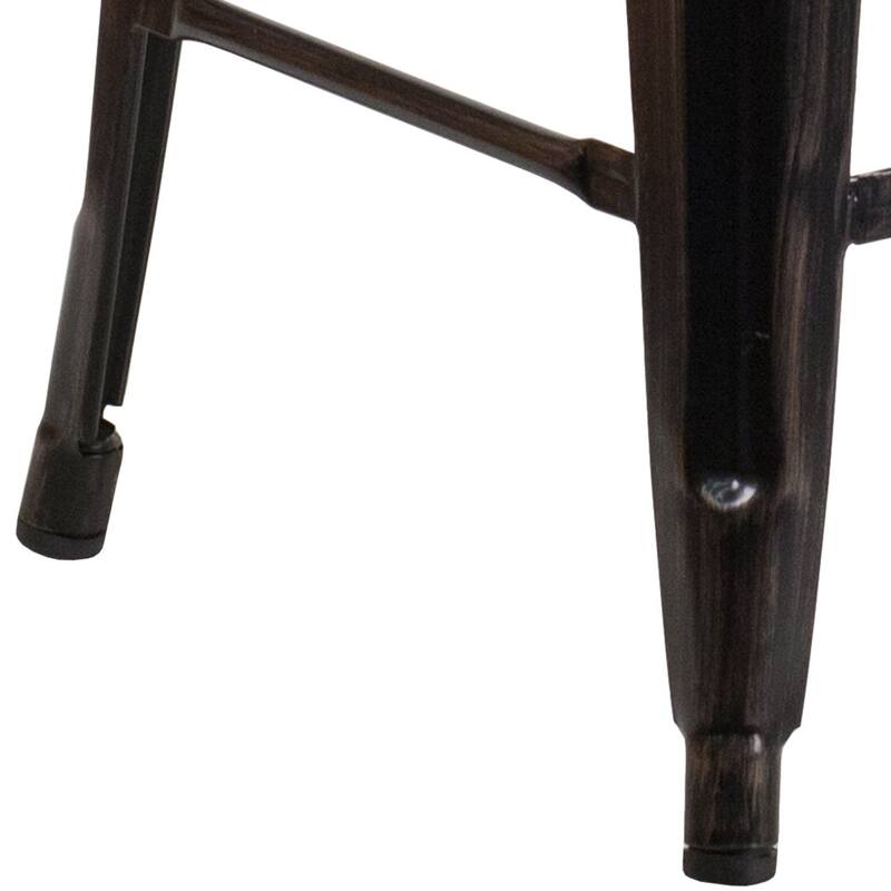 24" High Backless Metal Indoor-Outdoor Counter Height Stool w/Square Seat