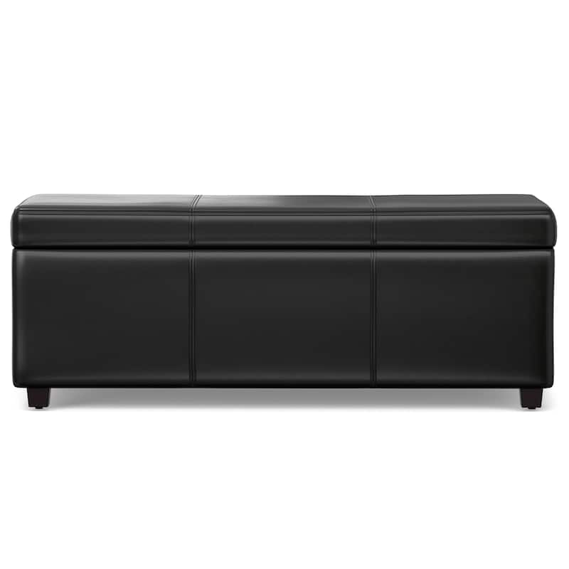WYNDENHALL Franklin 44 inch Wide Contemporary Rectangle Storage Ottoman in Faux Leather
