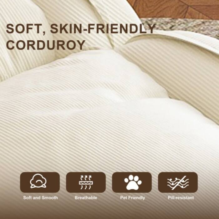 Upholstered Human & Dog Shared Sofa Bed, 5-Position Adjustable Foldable Lounger with Pillows