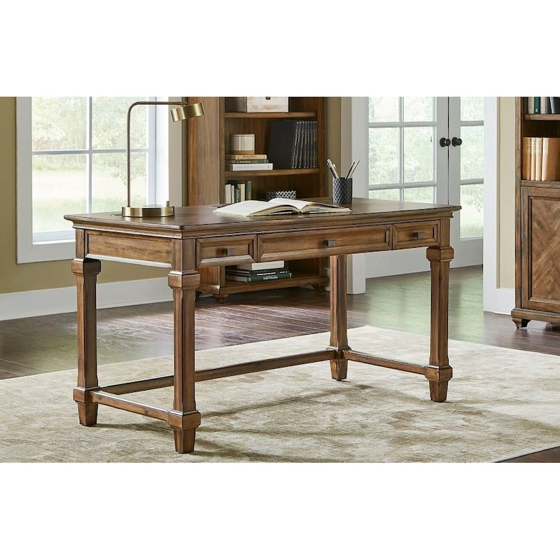 Traditional Wood Writing Desk, Office Desk, Storage Table, Brown