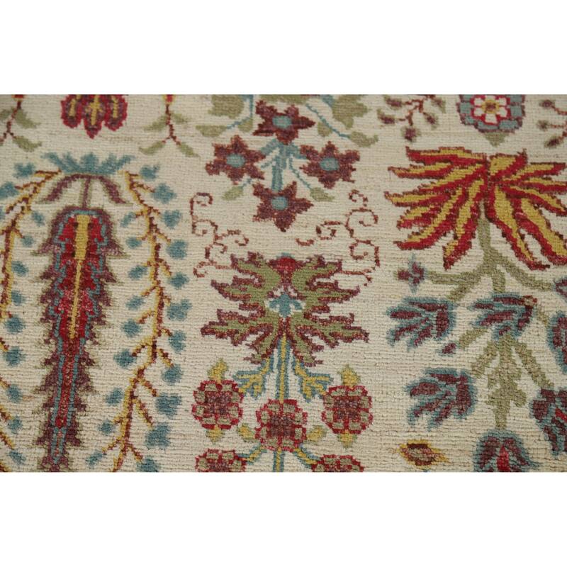 Hand Knotted Oriental 100% Wool Carpet Traditional All-Over Beige & Ivories Ziegler Area Rug - 9' 9'' X 6' 5''