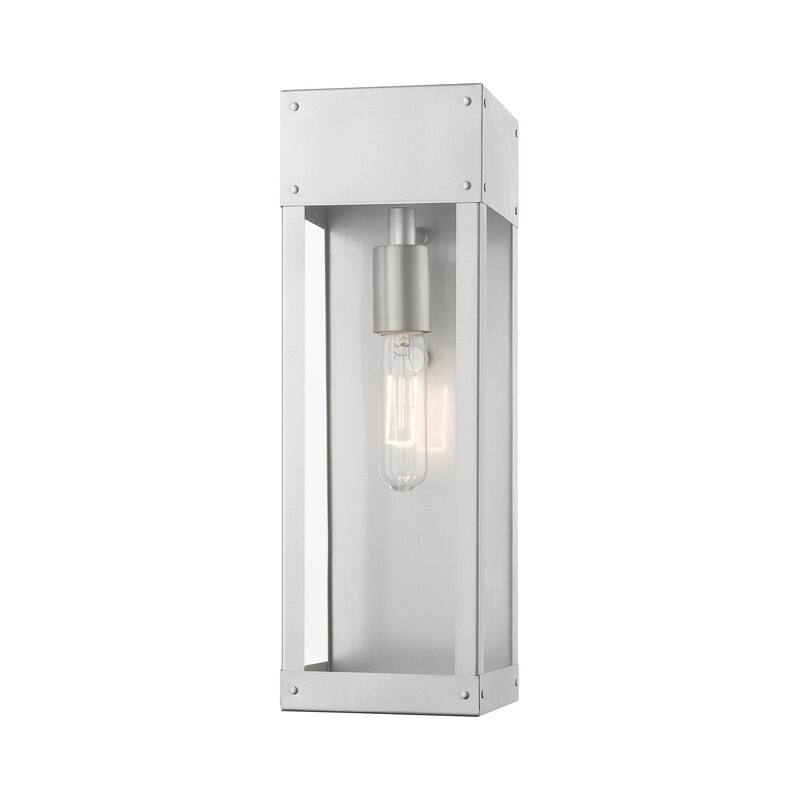 Livex Lighting 1-light Outdoor Wall Lantern, 20873 - 5"W x 15"H x 5"EXT - Painted satin nickel