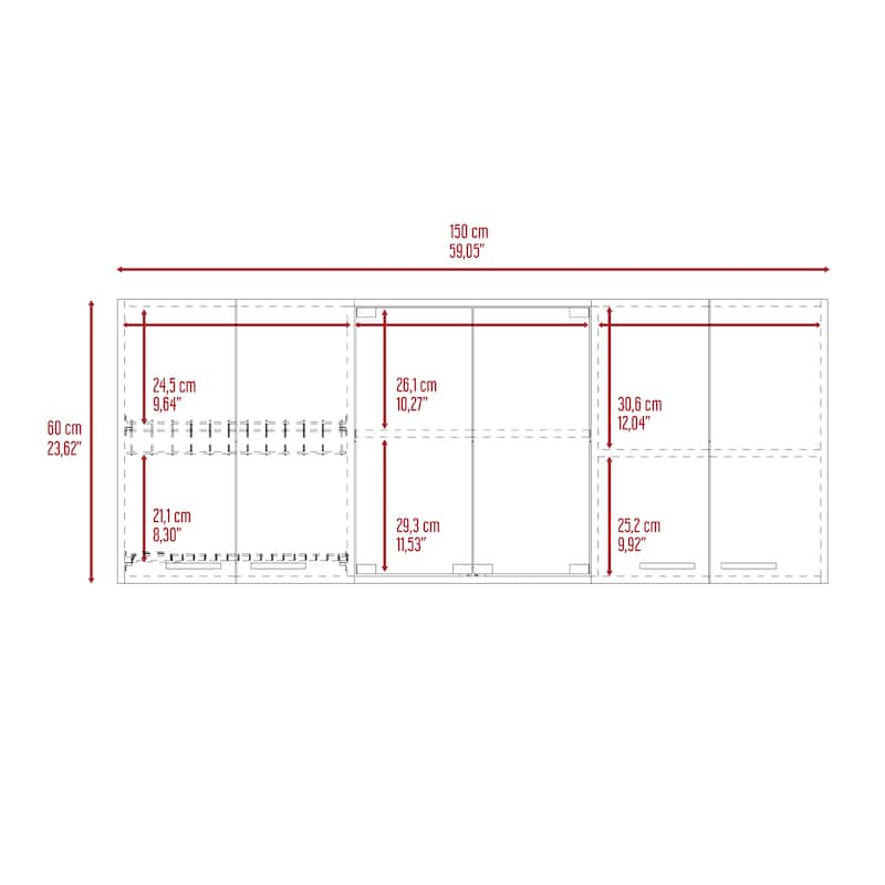 Superior Wall Cabinet With Four Interior Shelves