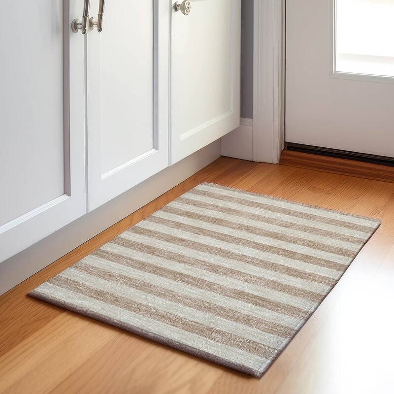 Premium Washable Super Soft Cabana Stripe Mayfield Rug - Beige - 1' 8" x 2' 6" - Rectangle