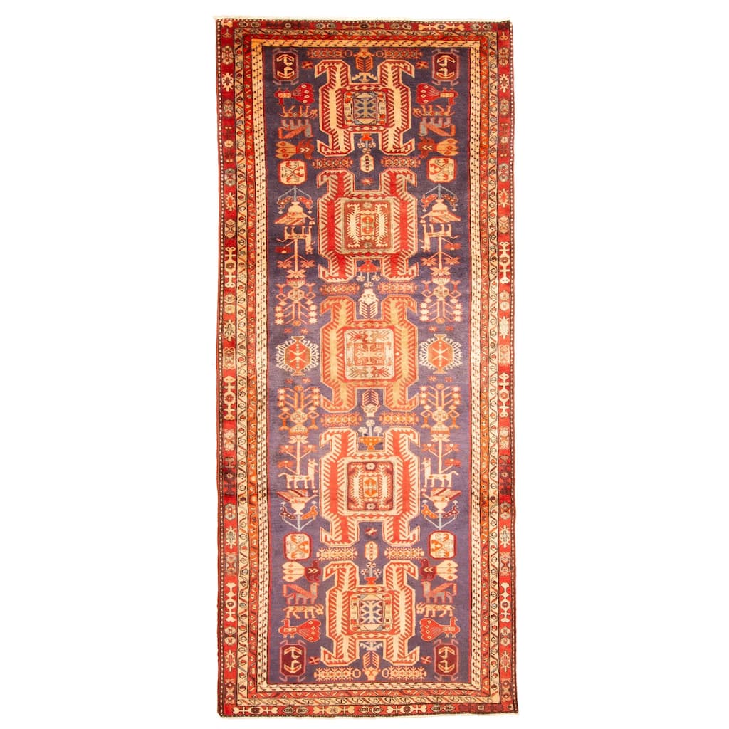 ECARPETGALLERY Hand-knotted Konya Anatolian Blue Wool Rug - 4'4 x 10'7