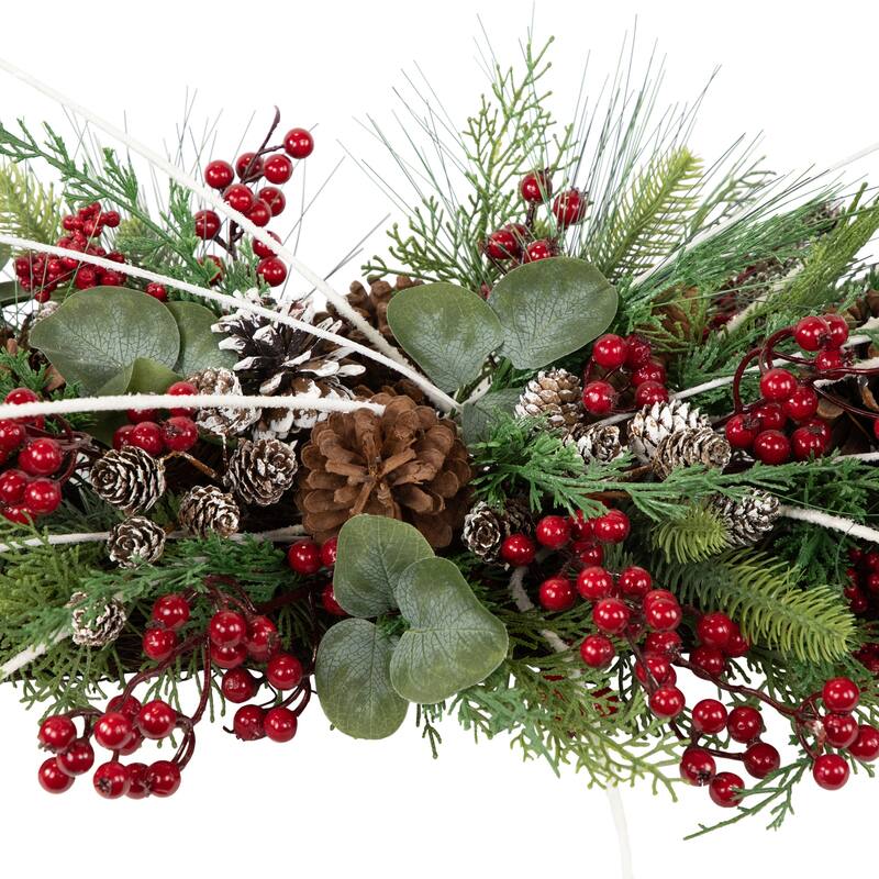 Berries Birch Twigs Artificial Pine Christmas Swag 62" Unlit