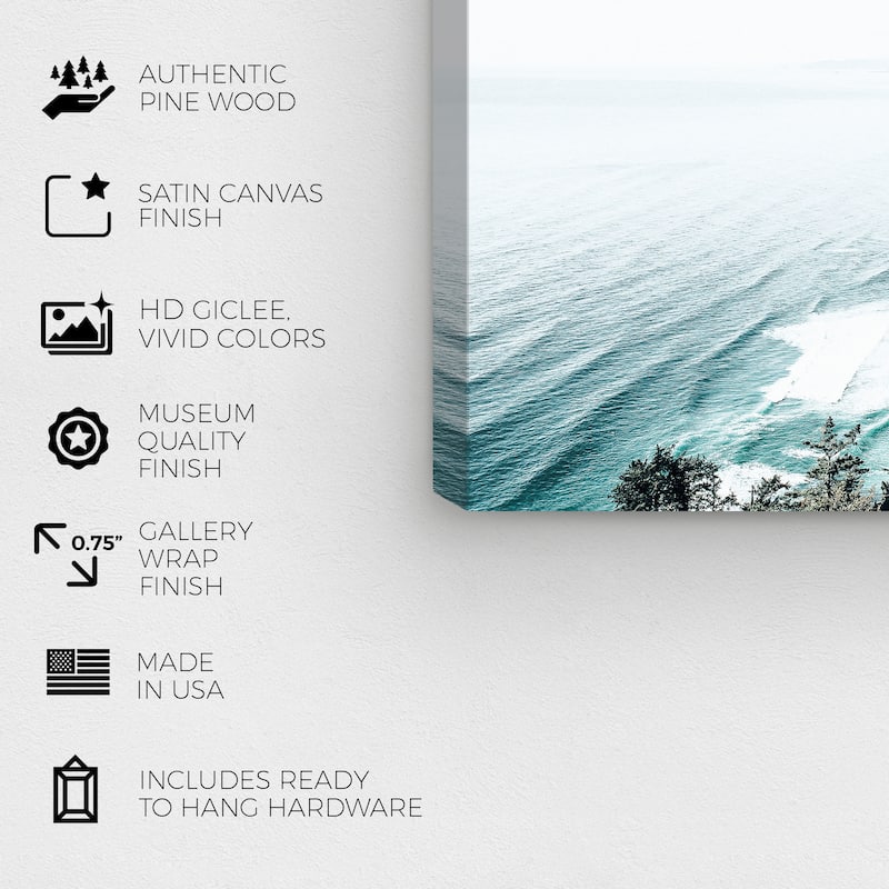 Wynwood Studio Canvas Nautical and Coastal Oregon Tree Shore Blue and Teal Nautical & Coastal Wall Art Canvas Print