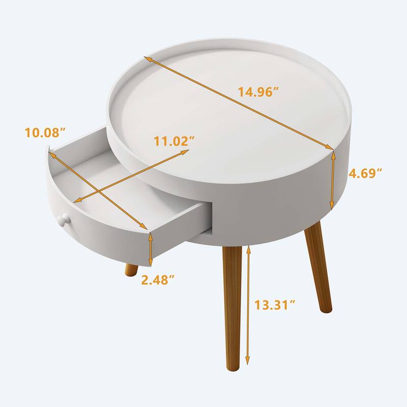 18"H Storage Drawer Bedside Table,Coffee Table