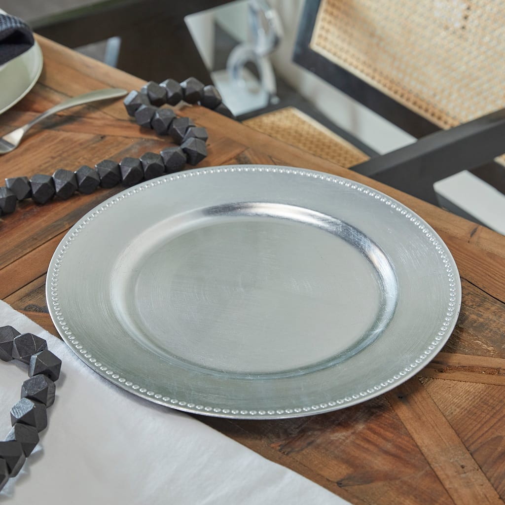 Silver Melamine Plastic Charger (Set of 8)