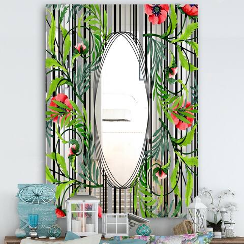 Designart 'Elementary Botanicals 4' Traditional Mirror - Printed Wall Mirror