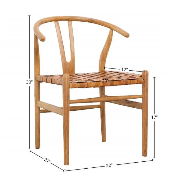 dimension image slide 0 of 2, Bunker Leather and Teak Dining Chair