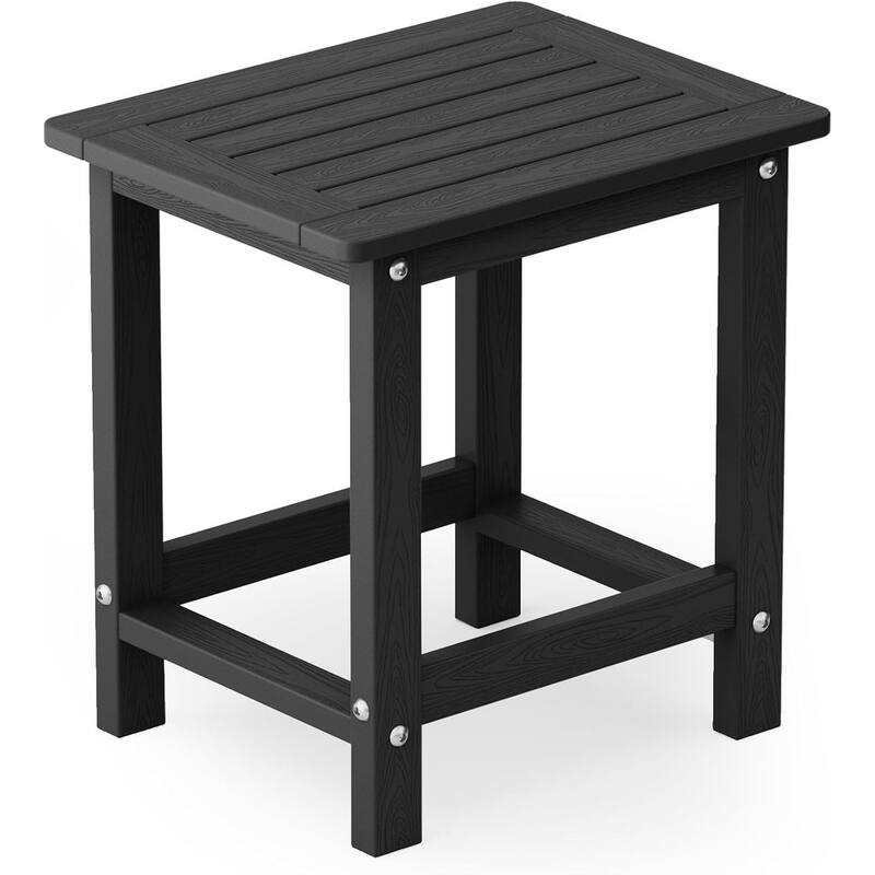 WINSOON HIPS All Weather Table Adirondack Square Side Table - Single Layer-Black