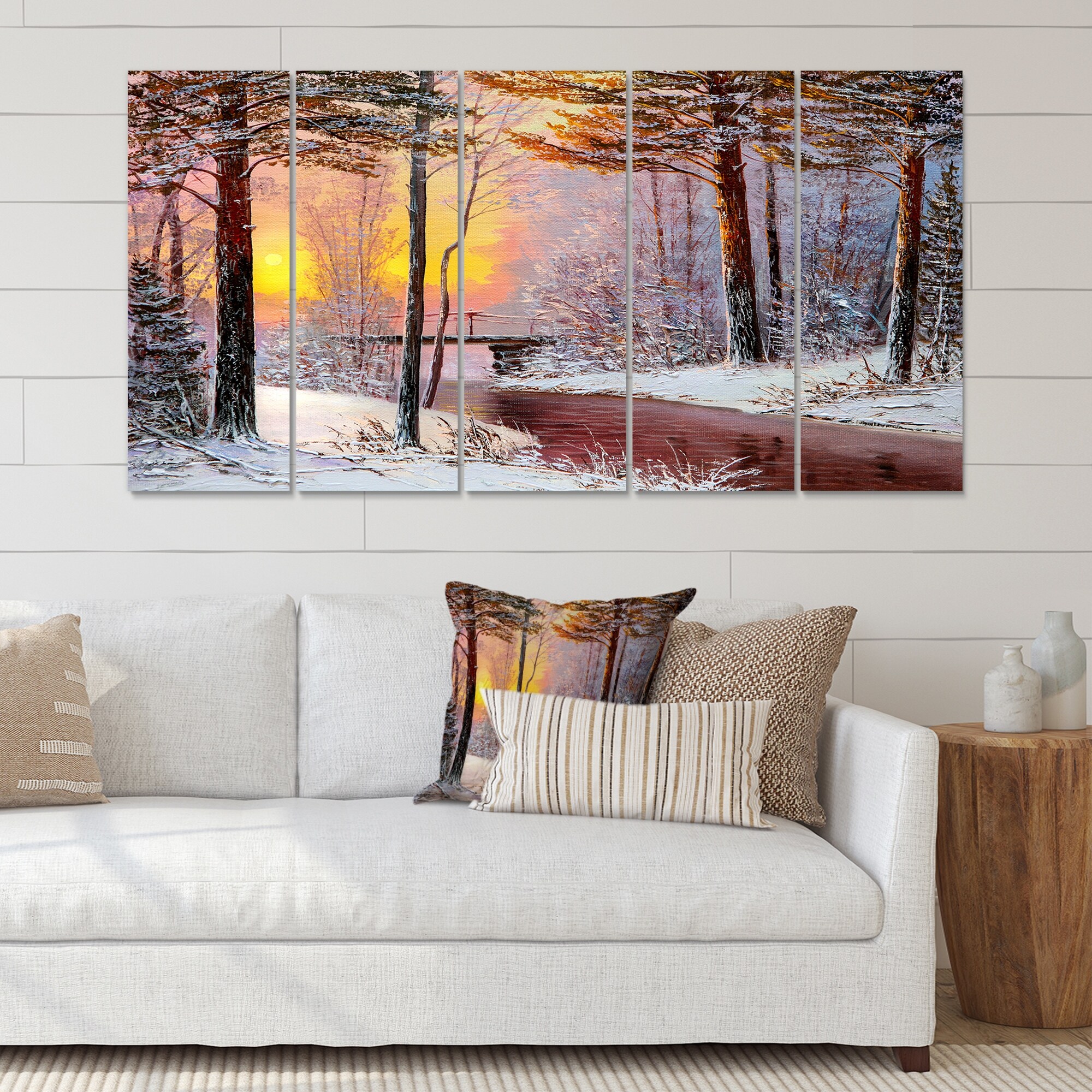 Designart Christmas Forest River and Trees IV Festive Nature Landscape Artwork-image