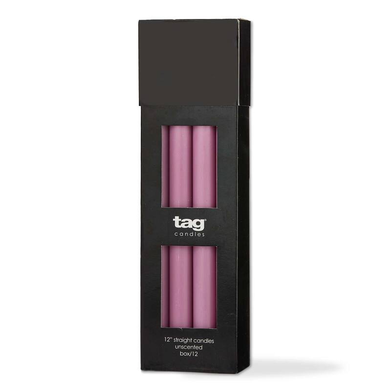 Color Studio 12" Straight Taper Unscented Smokeless Paraffin Wax Candle Lilac Burn Time 12 hrs. Sold In Units of 1