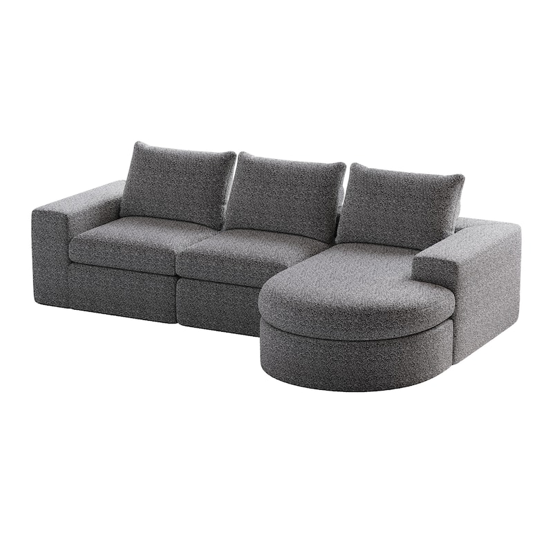 99" Chenille L-Shaped Sectional Sofa with Chaise Lounge and Deep Seats, No Assembly Required