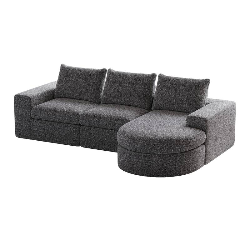 99" L-Shaped Chenille Sectional - 3-Piece Modular Cloud Sofa with Chaise, No Assembly Required