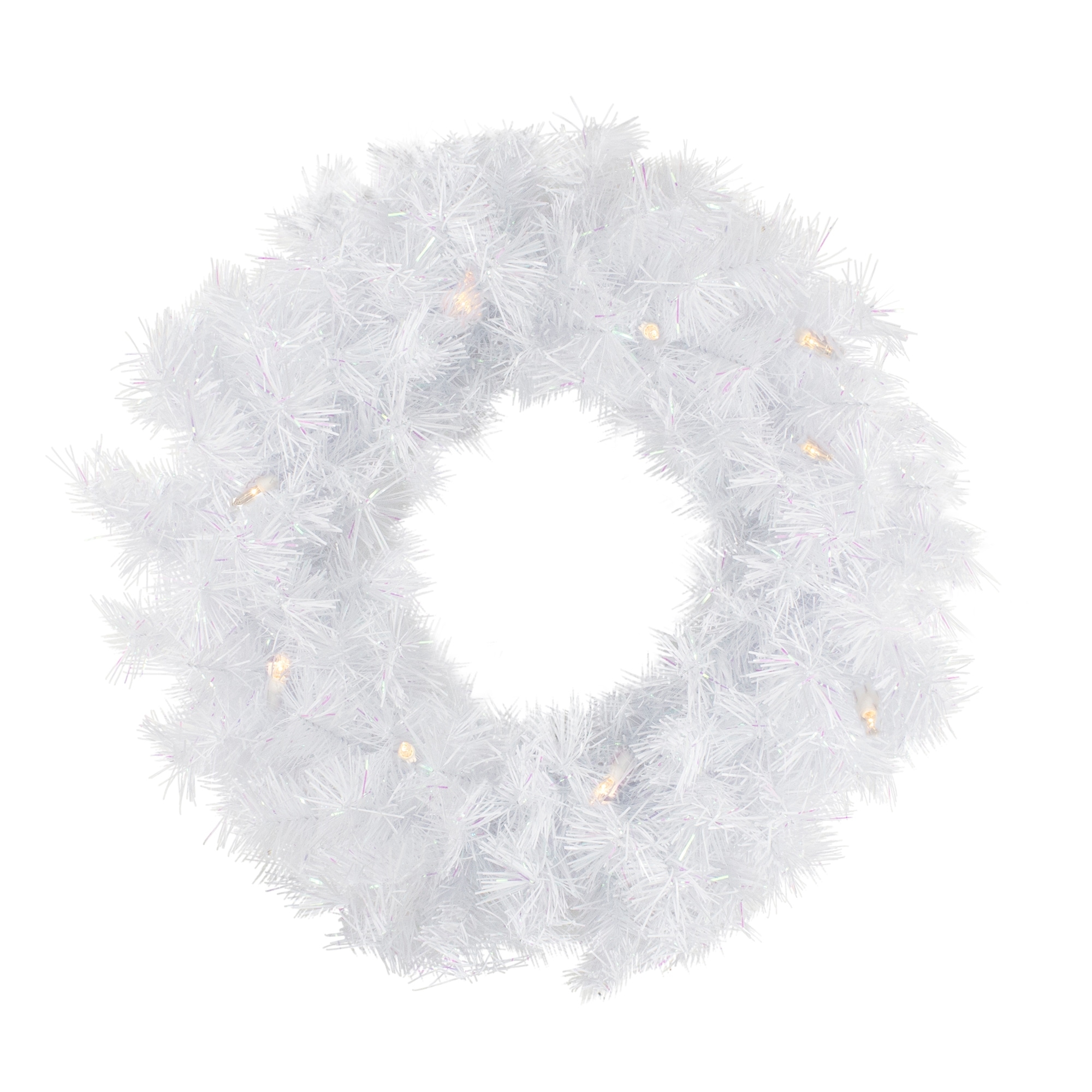 White Alaskan Pine Artificial Christmas Wreath, 48", Warm White LED