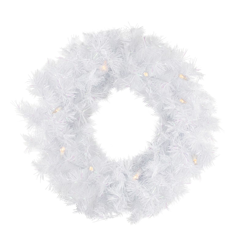 White Alaskan Pine Artificial Christmas Wreath, 48", Warm White LED