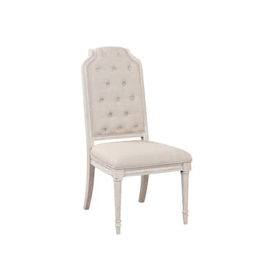 Champagne Modern 20" Upholstered Armless Side Chair with Wood Legs and Button Tufted Cushion (Set of 2)