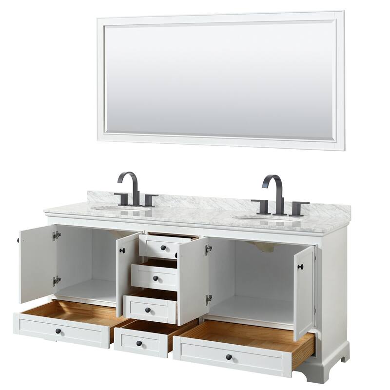 Deborah 80-inch Double Vanity, Oval Sinks, 70-inch Mirror