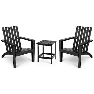 Costway 3PC Patio Adirondack Chairs Side Table Set Solid Wood Garden