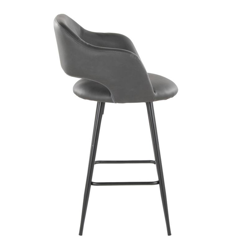Porch & Den Vallen 26" Fixed-Height Faux Leather Counter Stool with Metal Legs & Square Footrest (Set of 2)