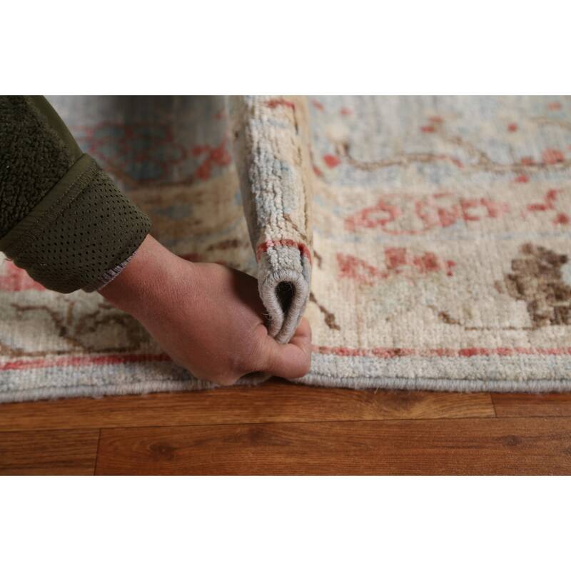 Hand Knotted Oriental 100% Wool Carpet Transitional Floral Navy Blue & Blues Oushak Area Rug - 6' 11'' X 4' 11''