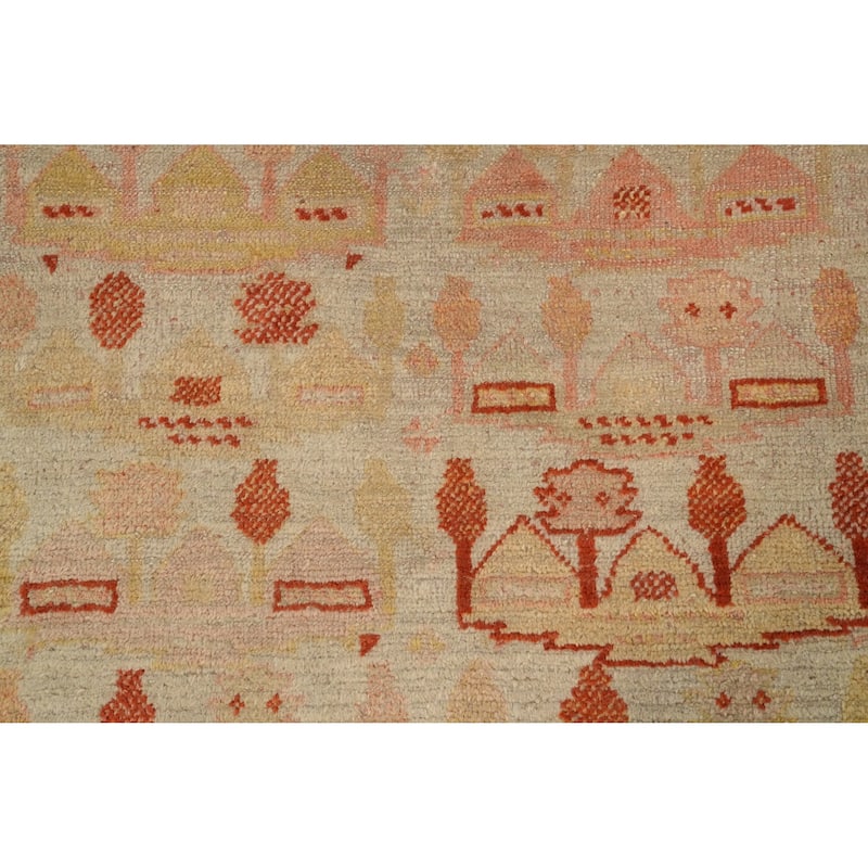 Hand Knotted Oriental 100% Wool Carpet Transitional Geometric Beige & Ivories Oushak Area Rug - 7' 1'' X 4' 4''