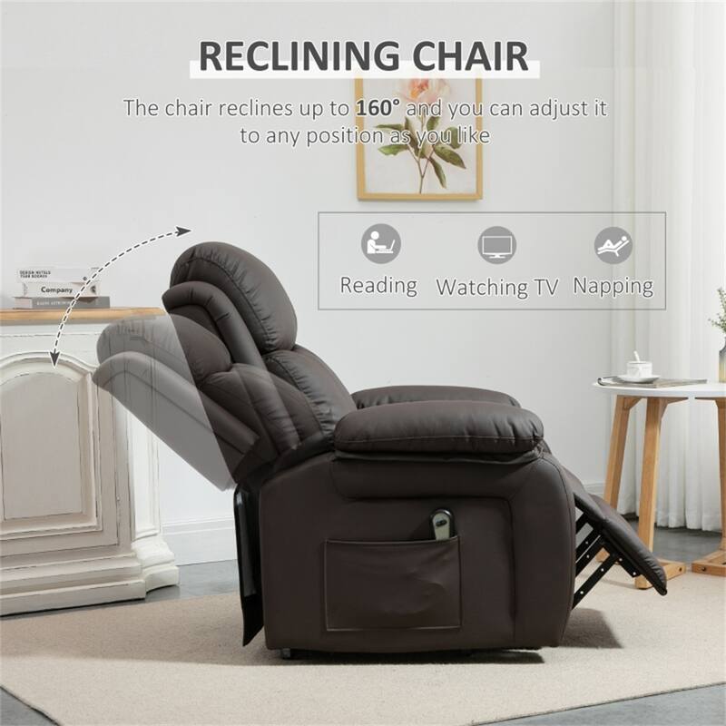Brown PU Leather Power Lift Recliner Chair with Footrest and Remote