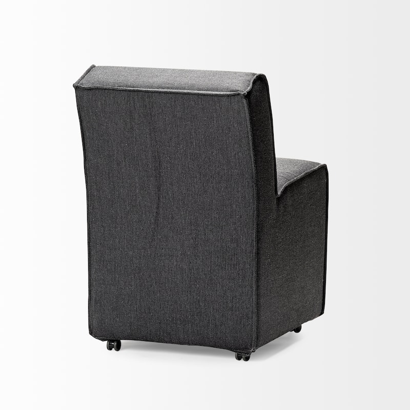 Damon Fully Upholstered Grey Fabric Dining Chair on Casters (Set of 2) - 20"W x 26"D x 32"H