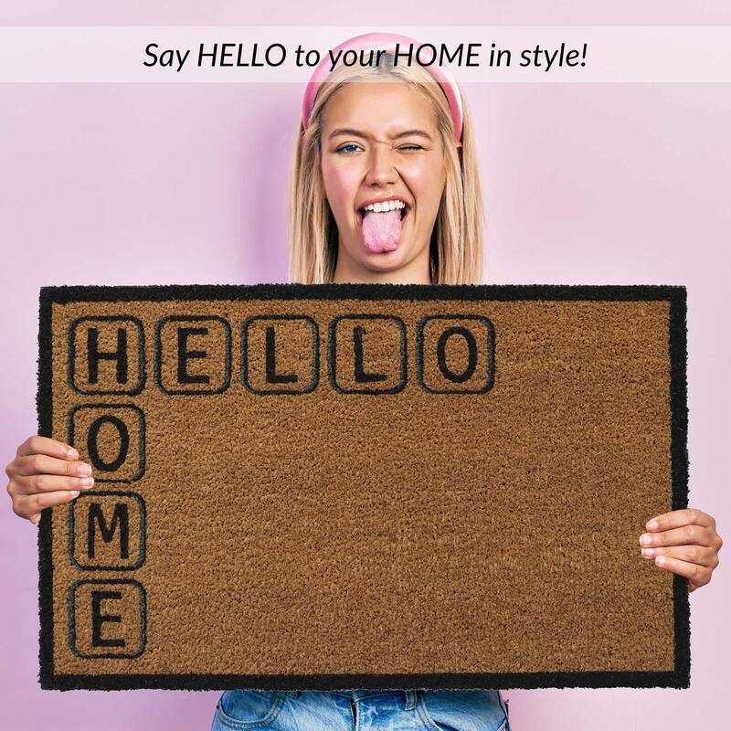 HELLO HOME Coir Doormat 30x18 Inches