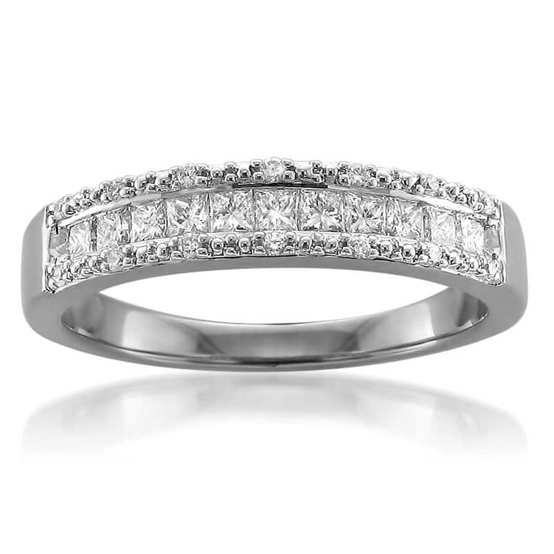 1/2ct Princess Cut Diamond Wedding Ring White Gold
