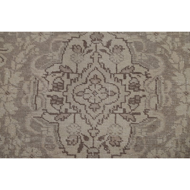 Hand Knotted Oriental 100% Wool Carpet Traditional Medallion Beige & Ivories Tabriz Area Rug - 9' 0'' X 6' 4''