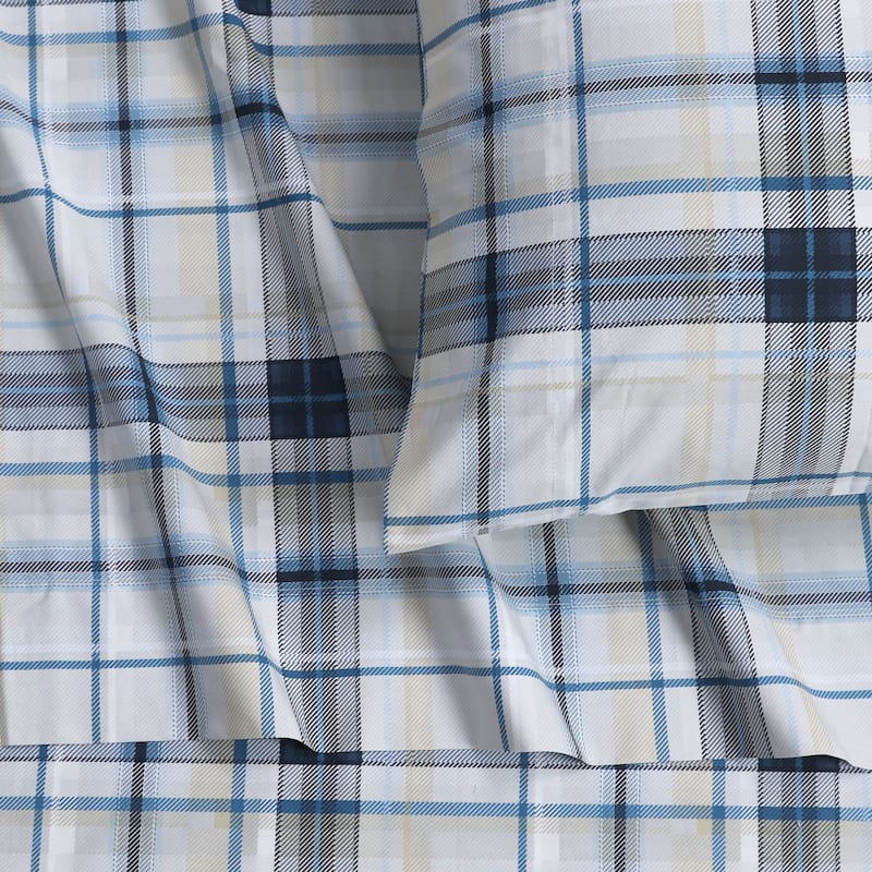Solid or Printed 300 Thread Count Cotton Percale Extra Deep Pocket Sheet Set