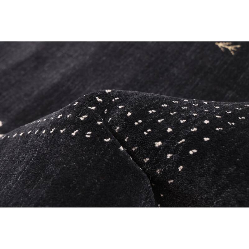 ECARPETGALLERY Hand Loomed Kashkuli Gabbeh Dark Navy Wool Rug - 4'10 x 7'8