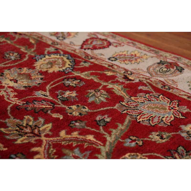 All-Over Floral Red Agra Oriental Area Rug Hand-Knotted Wool Carpet - 4'2"x 6'2"