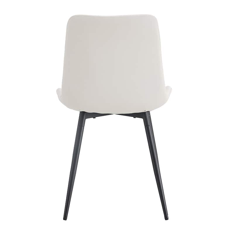 ( Set of 6 )Artificial Leather Backrest Cushion Dining Chair,Black Metal Legs,Curved widened Cushion Design for more comfort