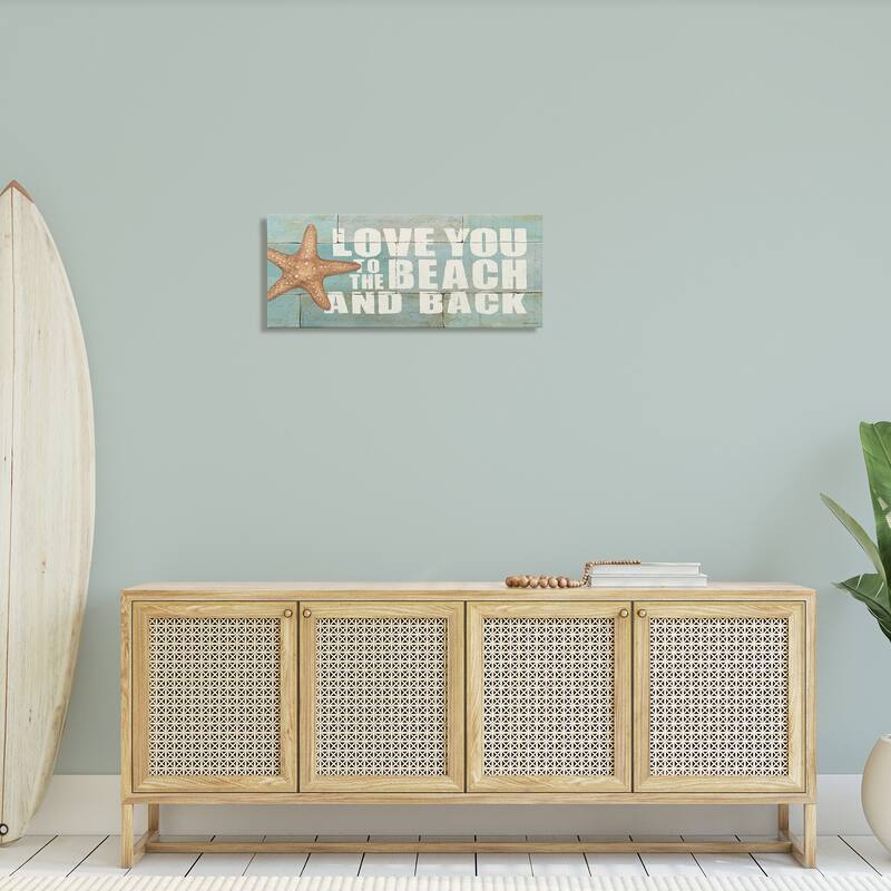 Stupell Love You To The Beach And Back Starfish Bricks, Canvas, 10 x 1.5 x 24, Made in USA