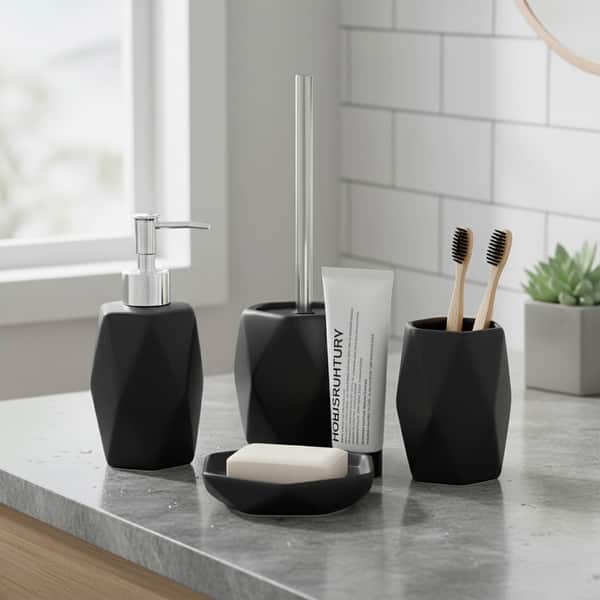 Diamond Bath Set Accessories White or Black - On Sale - Bed  display picture 2