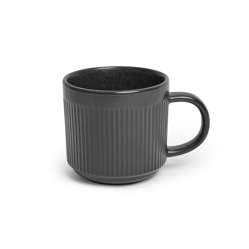 Sango Anderson Black Coffee Mugs Set of 4, 16.5 oz Ceramic Tea Cups